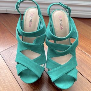 JustFab green wedges